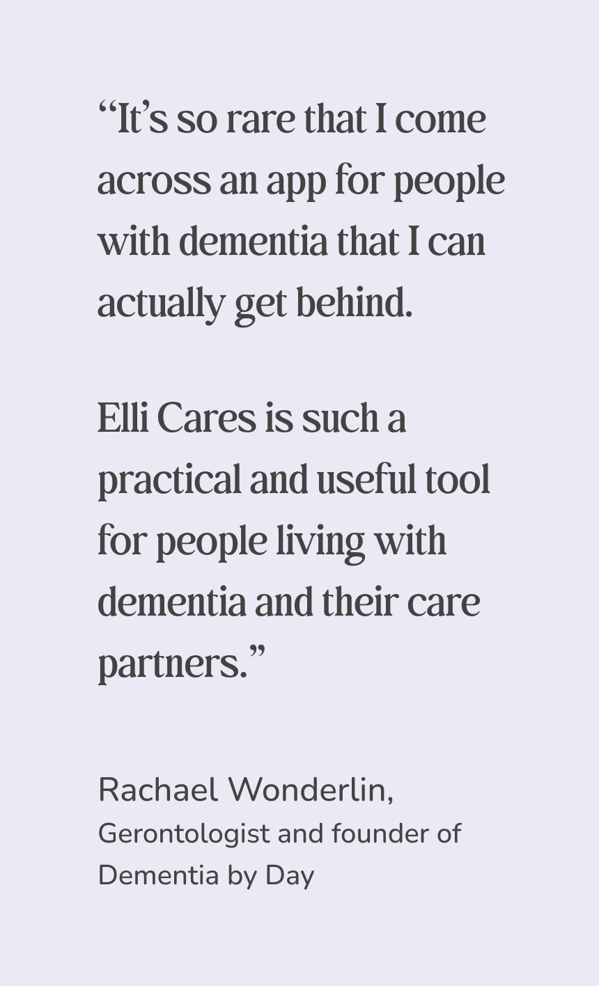 Elli Cares testimonial from Rachael Wonderlin